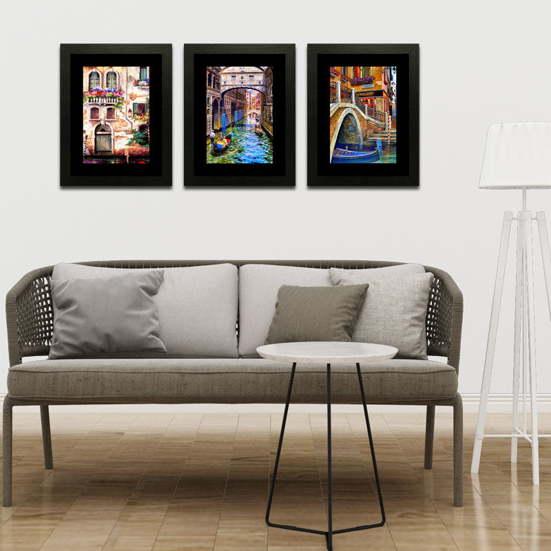 Set of 3 Venice Canals Wall Frame Set – Italian Streets and Waterways