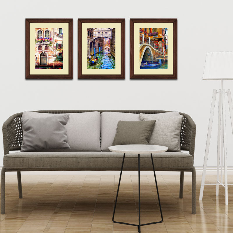 Set of 3 Venice Canals Wall Frame Set – Italian Streets and Waterways
