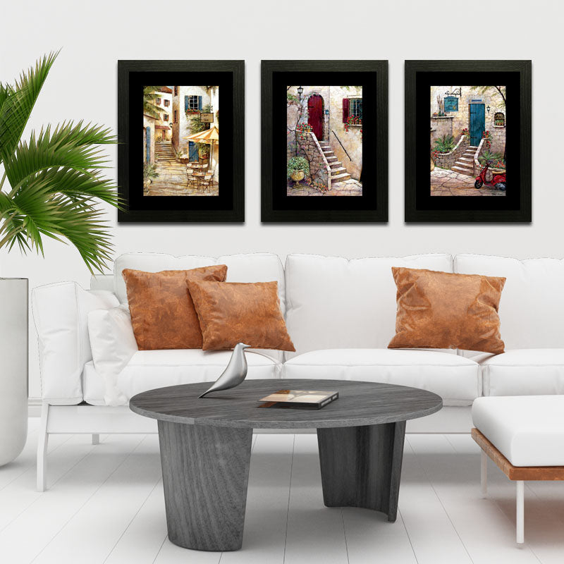Set of 3 Rustic Streets Wall Frame Set – European Alleyways