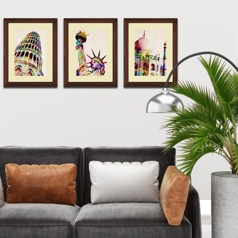 3 Piece World Wonders Wall Frame Set – Pisa, Liberty & Taj Mahal