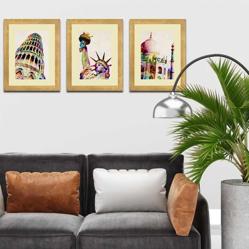 3 Piece World Wonders Wall Frame Set – Pisa, Liberty & Taj Mahal