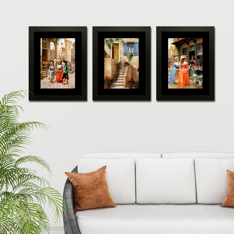Set of 3 Cultural Festivity Wall Frame Set – Traditional Folk Dance Scenes