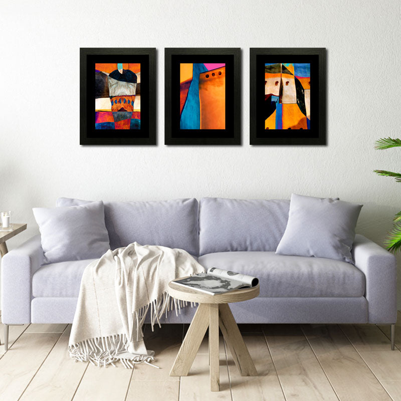 3 Piece Abstract Expression Wall Frame Set – Colorful Modern Art