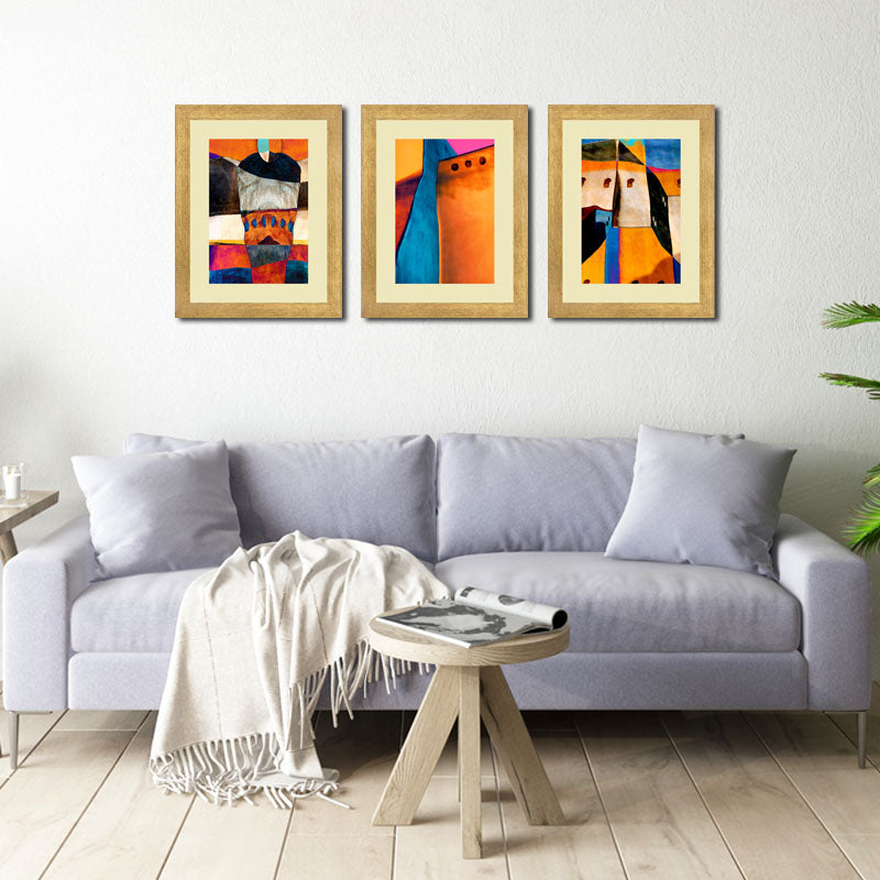 3 Piece Abstract Expression Wall Frame Set – Colorful Modern Art