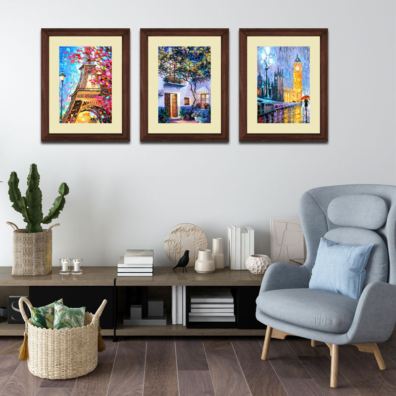 Set of 3 European City Lights Wall Frame Set – London & Italy Night Views