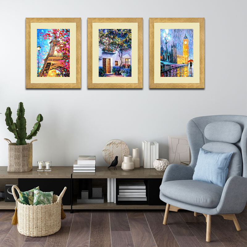 Set of 3 European City Lights Wall Frame Set – London & Italy Night Views