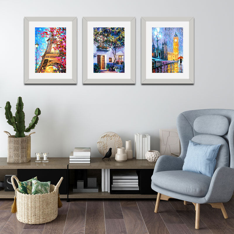 Set of 3 European City Lights Wall Frame Set – London & Italy Night Views