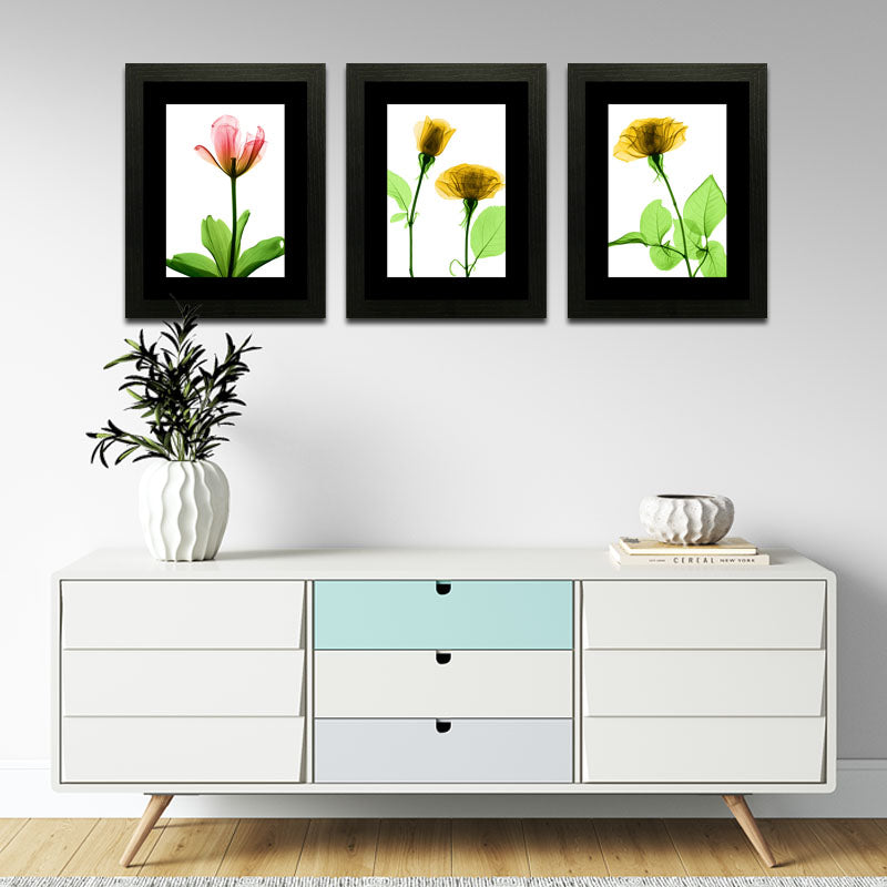 Set of 3 Delicate Botanical Wall Frame Set – Vibrant Spring Blooms