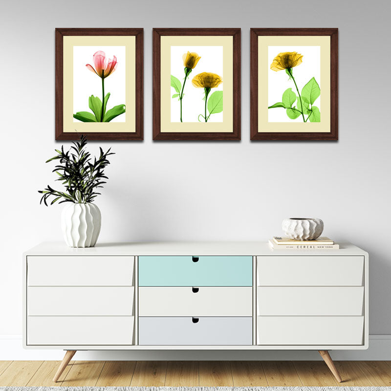 Set of 3 Delicate Botanical Wall Frame Set – Vibrant Spring Blooms
