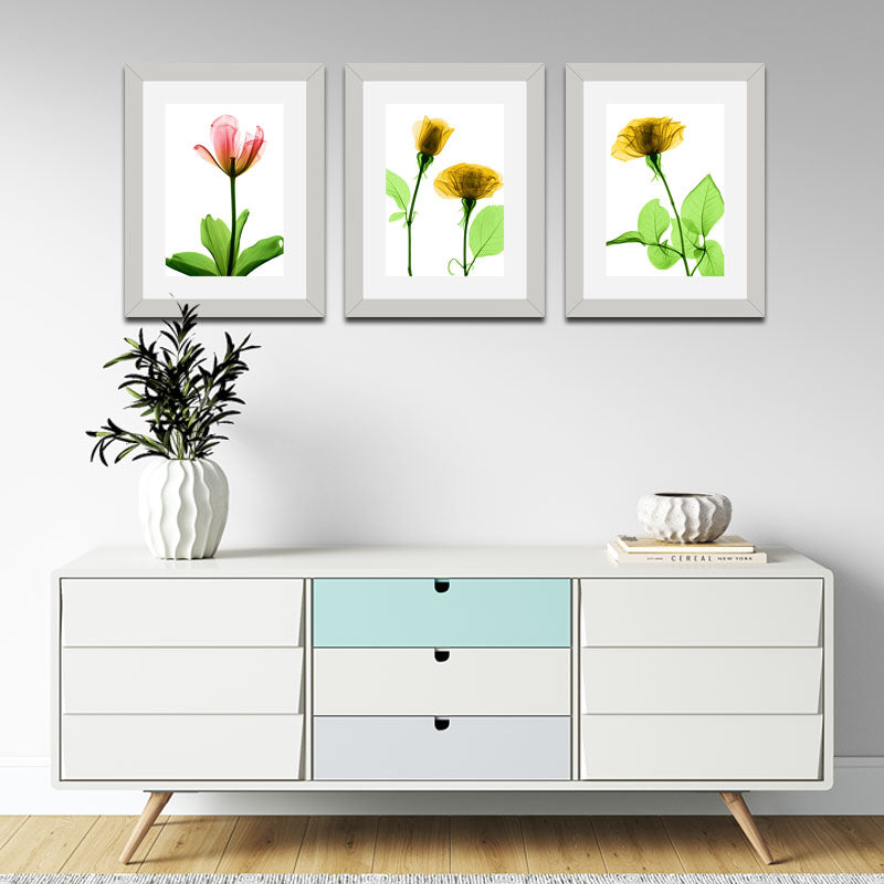 Set of 3 Delicate Botanical Wall Frame Set – Vibrant Spring Blooms