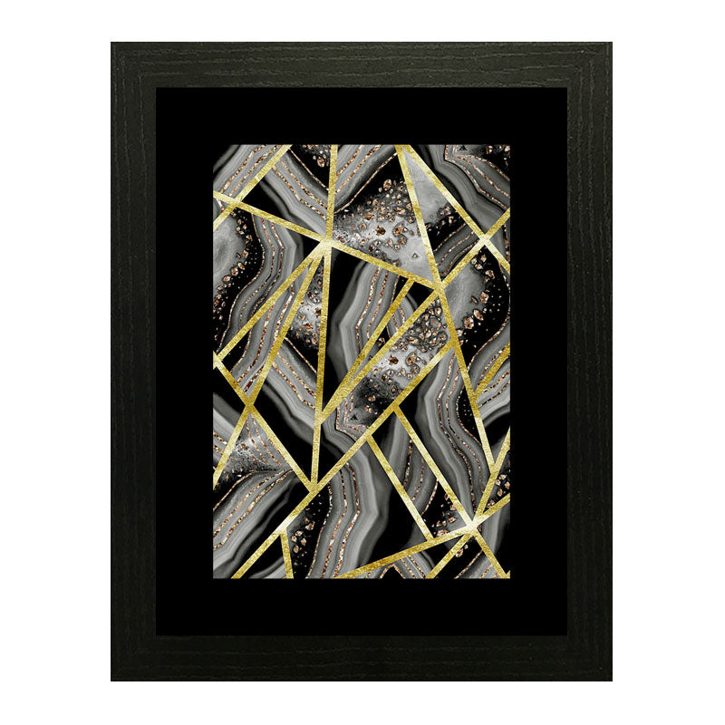 3 Piece Golden Net Abstract Wall Frame Set – Luxurious Geometric Art