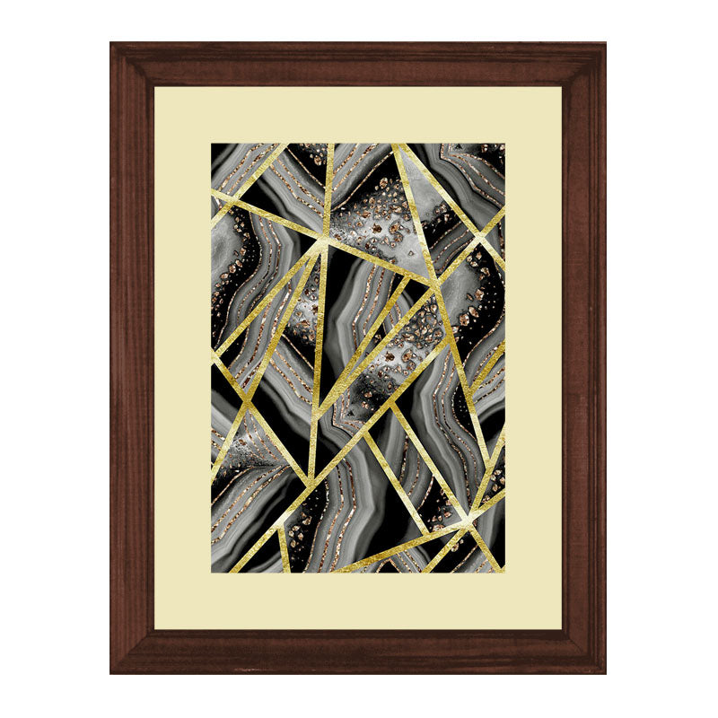 3 Piece Golden Net Abstract Wall Frame Set – Luxurious Geometric Art