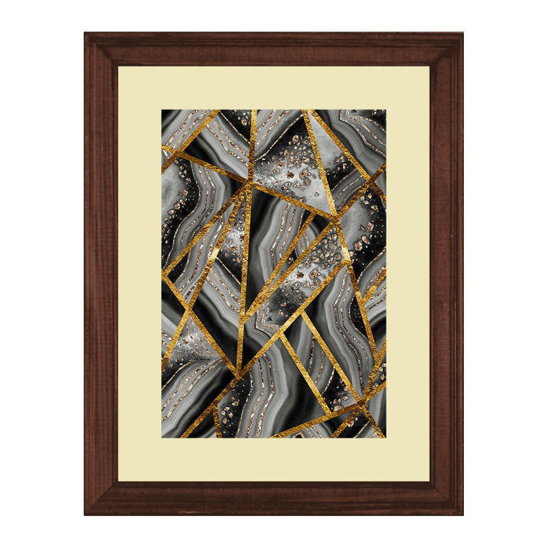 3 Piece Golden Net Abstract Wall Frame Set – Luxurious Geometric Art