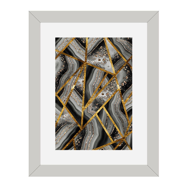 3 Piece Golden Net Abstract Wall Frame Set – Luxurious Geometric Art
