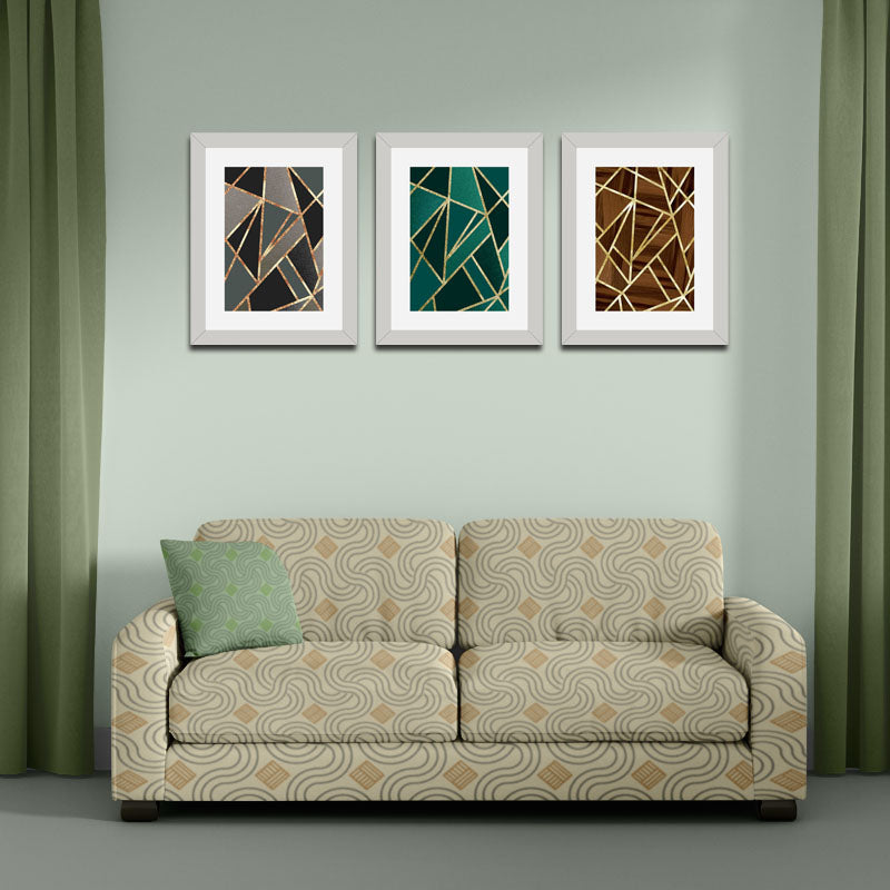 Set of 3 Dark Line Art Wall Frame Set – Bold Geometric Texture