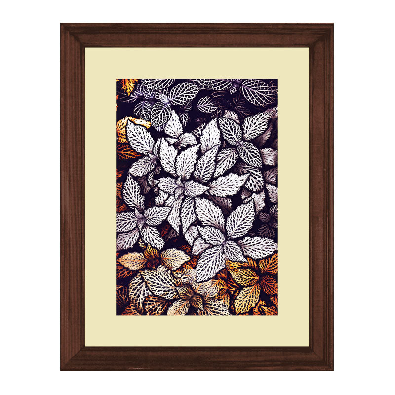 Set of 3 Autumn Leaves Wall Frame Set – Brown, Green & Frosted Leaves