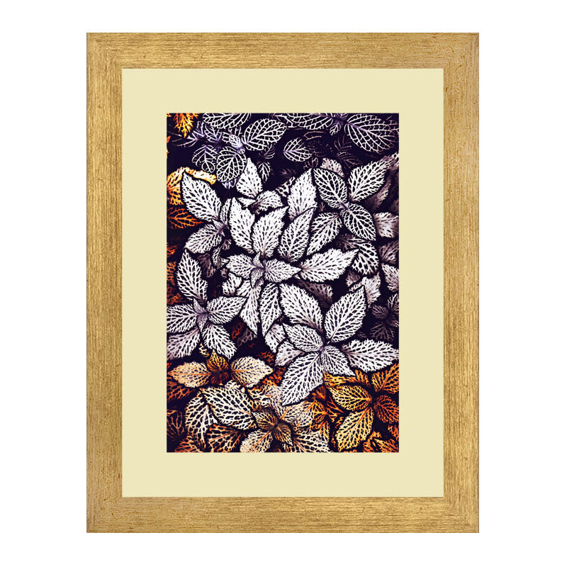 Set of 3 Autumn Leaves Wall Frame Set – Brown, Green & Frosted Leaves
