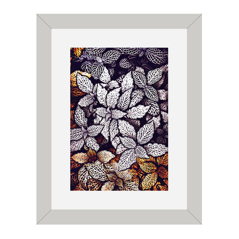 Set of 3 Autumn Leaves Wall Frame Set – Brown, Green & Frosted Leaves