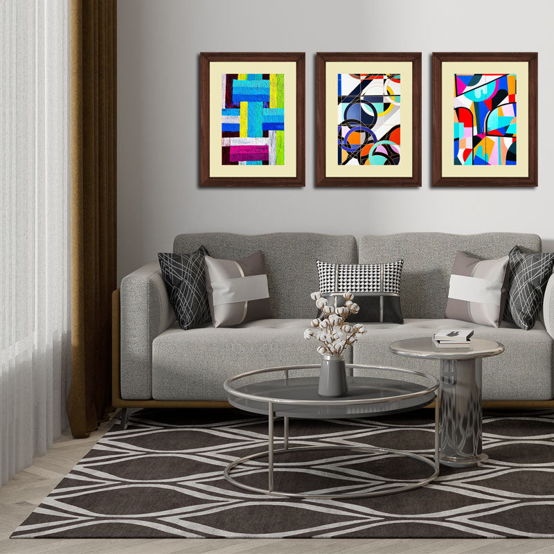 Set of 3 Modern Color Blocks Wall Frame Set – Playful Abstract Design