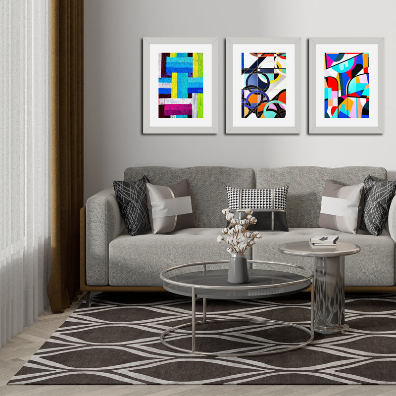 Set of 3 Modern Color Blocks Wall Frame Set – Playful Abstract Design
