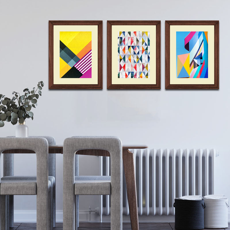 3 Piece Bright Geometry Wall Frame Set – Colorful Geometric Shapes
