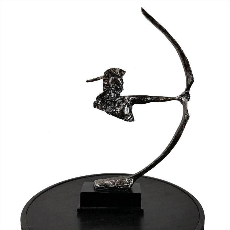 Dark Metallic Archer Man Figurine – Heroic Warrior-Inspired Decorative Accent