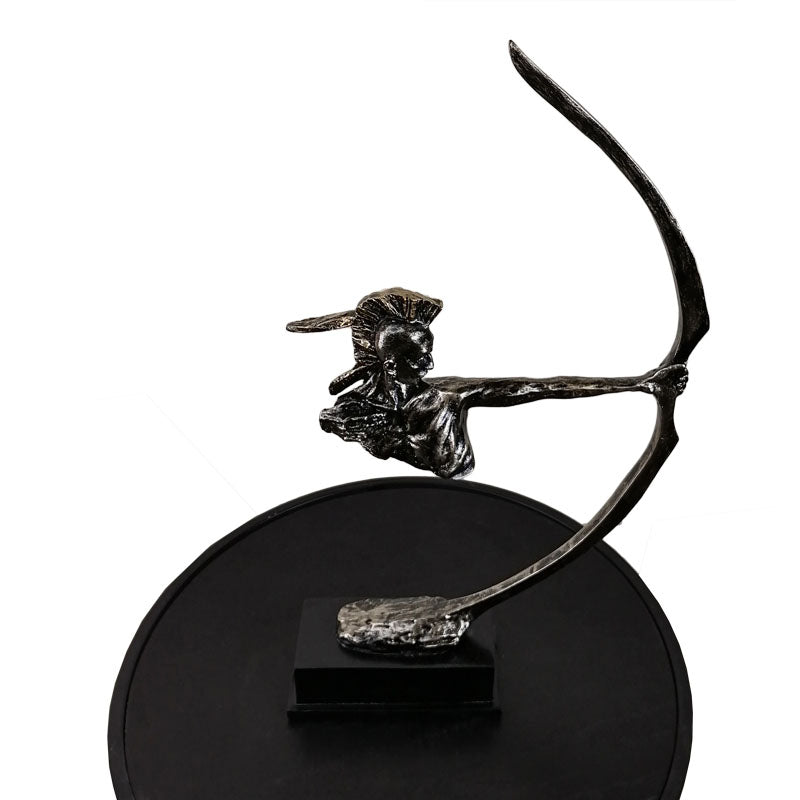 Dark Metallic Archer Man Figurine – Heroic Warrior-Inspired Decorative Accent