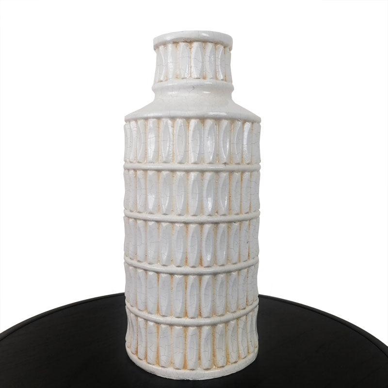 Pisa-Inspired White Vase – Textured Architectural Accent Piece
