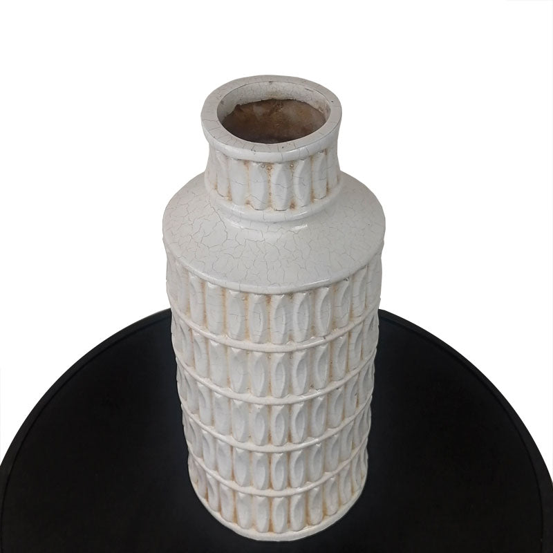 Pisa-Inspired White Vase – Textured Architectural Accent Piece