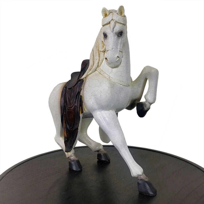 White Rearing Horse Sculpture – Elegant Gallop-Inspired Decor