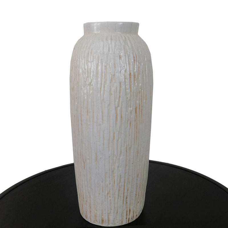 Tall White Fiber Vase – Textured Minimalist Vase