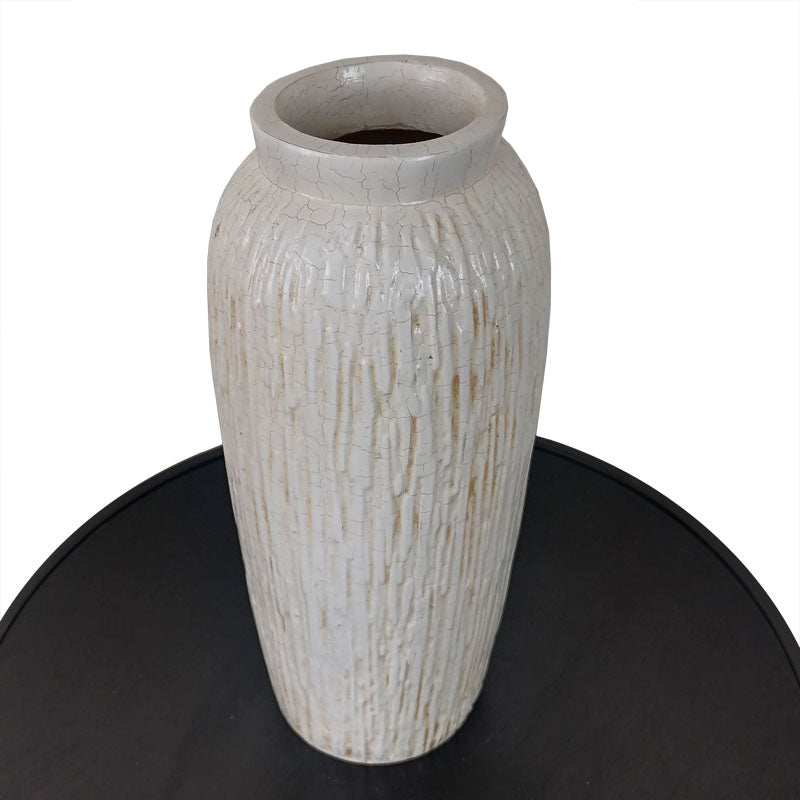 Tall White Fiber Vase – Textured Minimalist Vase