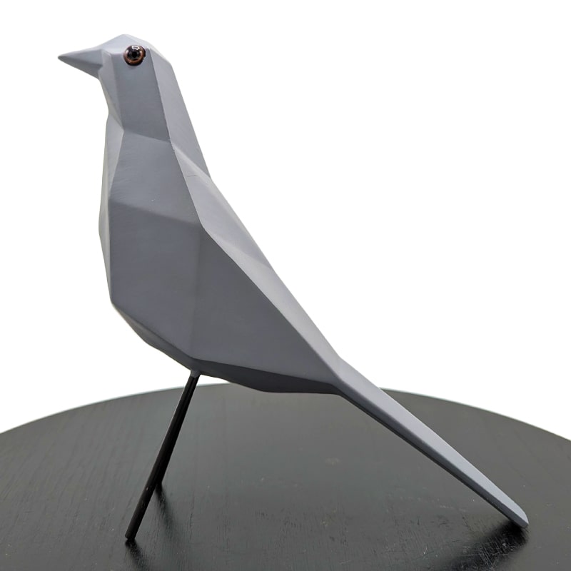 Minimalist Bird Sculpture in Grey and Black Modern Tabletop Decor