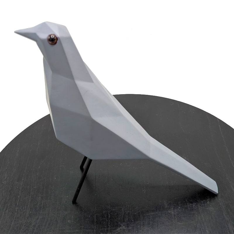 Minimalist Bird Sculpture in Grey and Black Modern Tabletop Decor