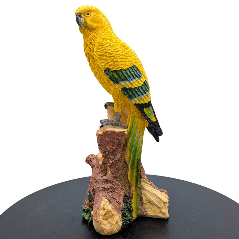 Parrot on Wooden Branch Sculpture Shelf Decor