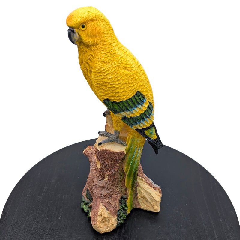 Parrot on Wooden Branch Sculpture Shelf Decor