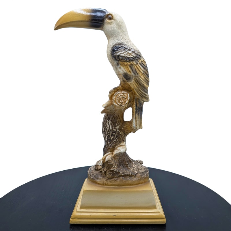 Toucan Bird Sculpture in Antique Finish Entryway Display