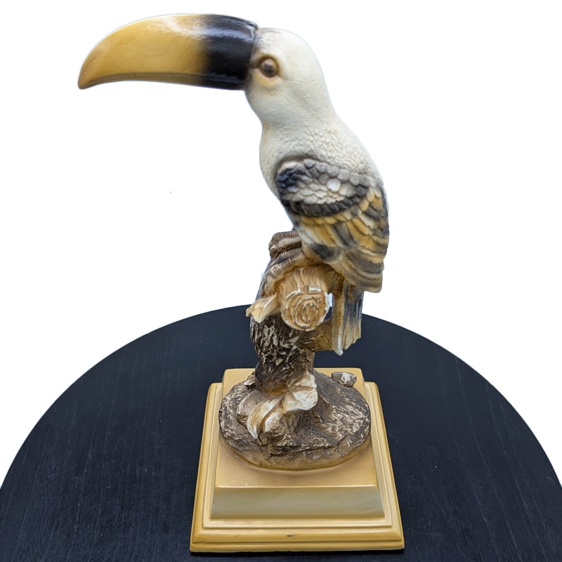 Toucan Bird Sculpture in Antique Finish Entryway Display