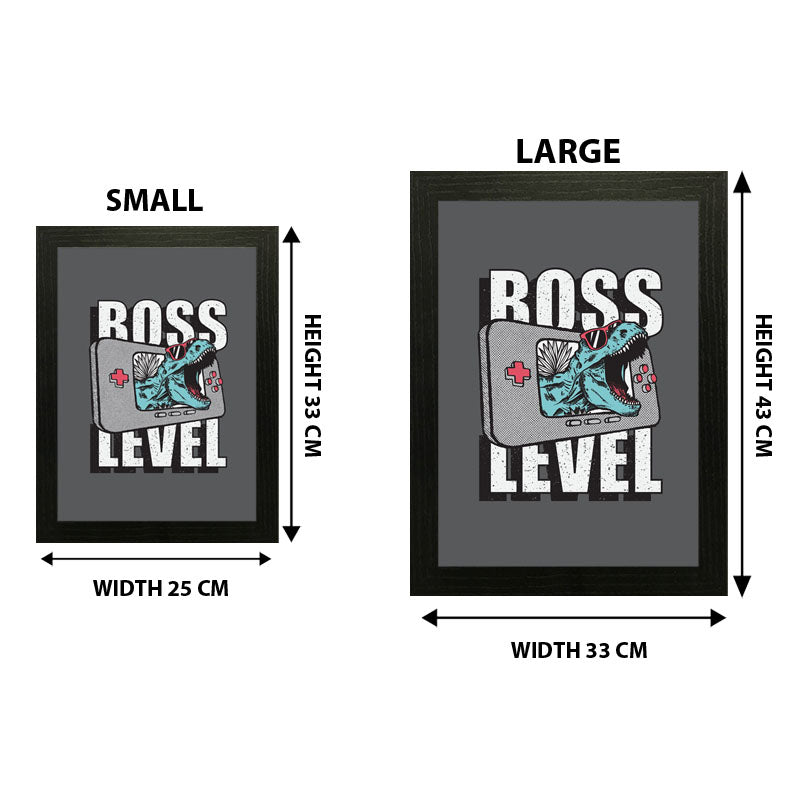 "Boss Level" Quote Wall Art – Bold Gamer-Inspired Typography Frame