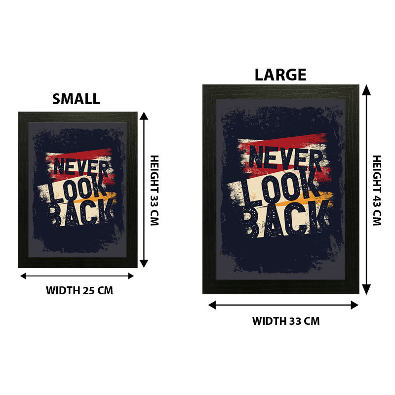 "Never Look Back" Quote Wall Frame – Retro Motivational Decor