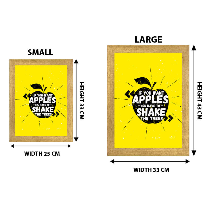“Shake the Tree, Get the Apples” Yellow Motivational Quote Frame