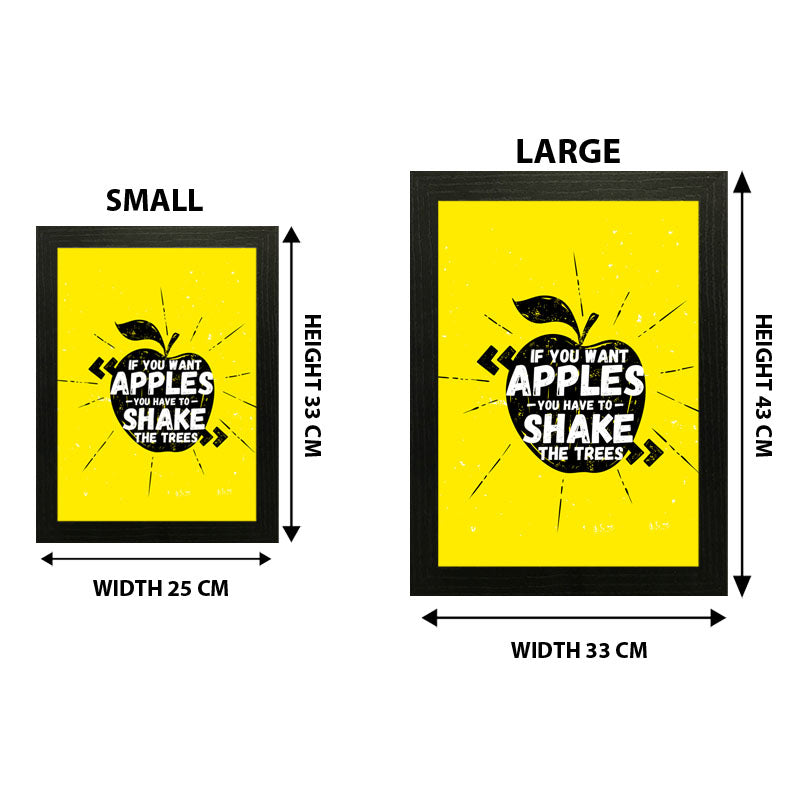 “Shake the Tree, Get the Apples” Yellow Motivational Quote Frame
