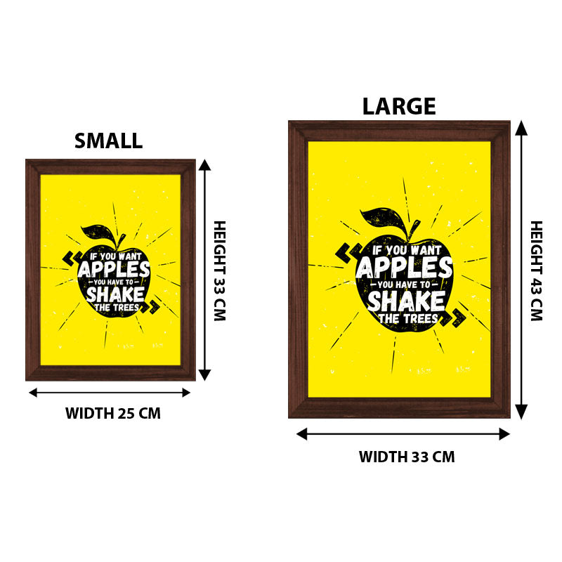 “Shake the Tree, Get the Apples” Yellow Motivational Quote Frame