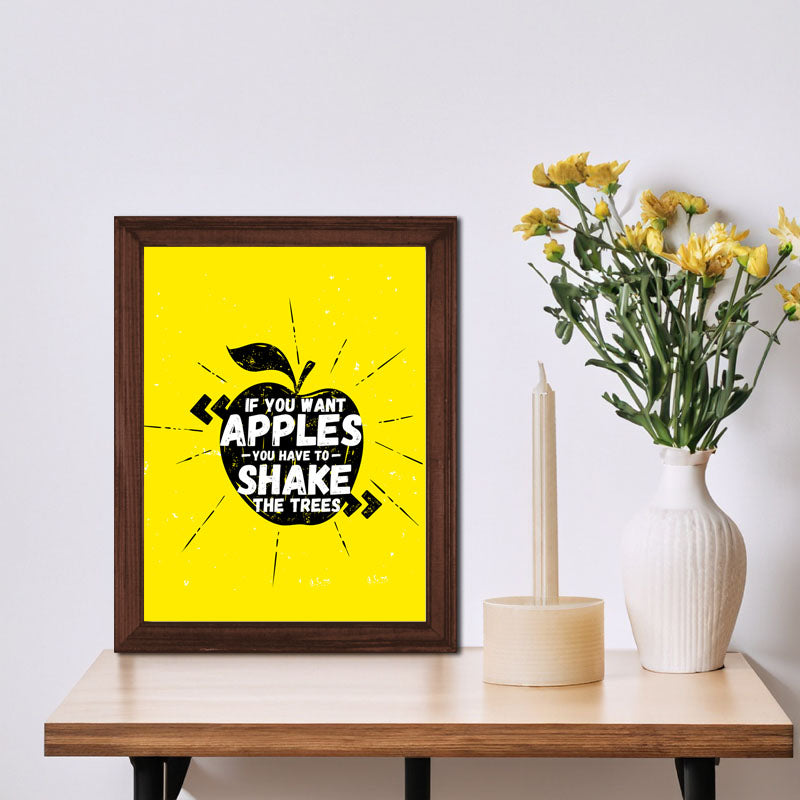 “Shake the Tree, Get the Apples” Yellow Motivational Quote Frame