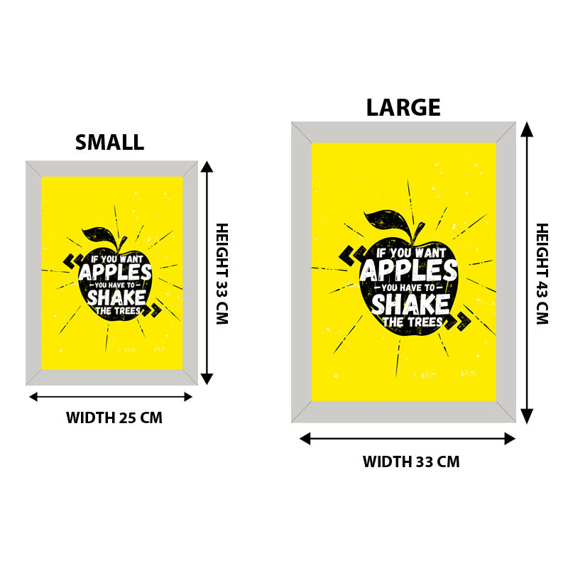 “Shake the Tree, Get the Apples” Yellow Motivational Quote Frame