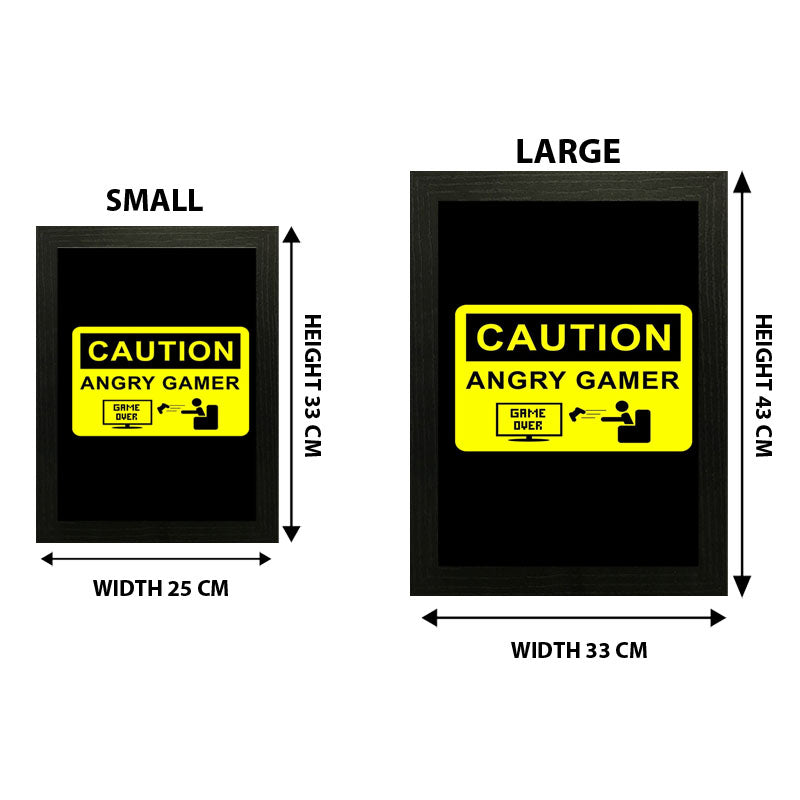 Caution: Angry Gamer” Yellow and Black Gaming Quote Frame