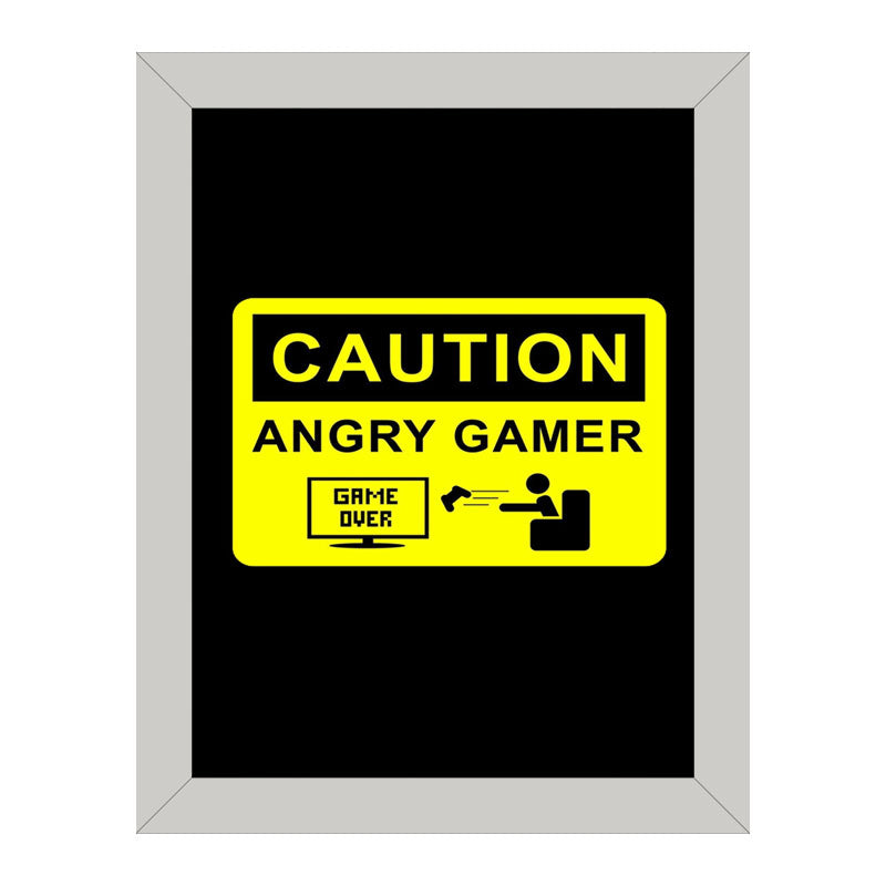 Caution: Angry Gamer” Yellow and Black Gaming Quote Frame