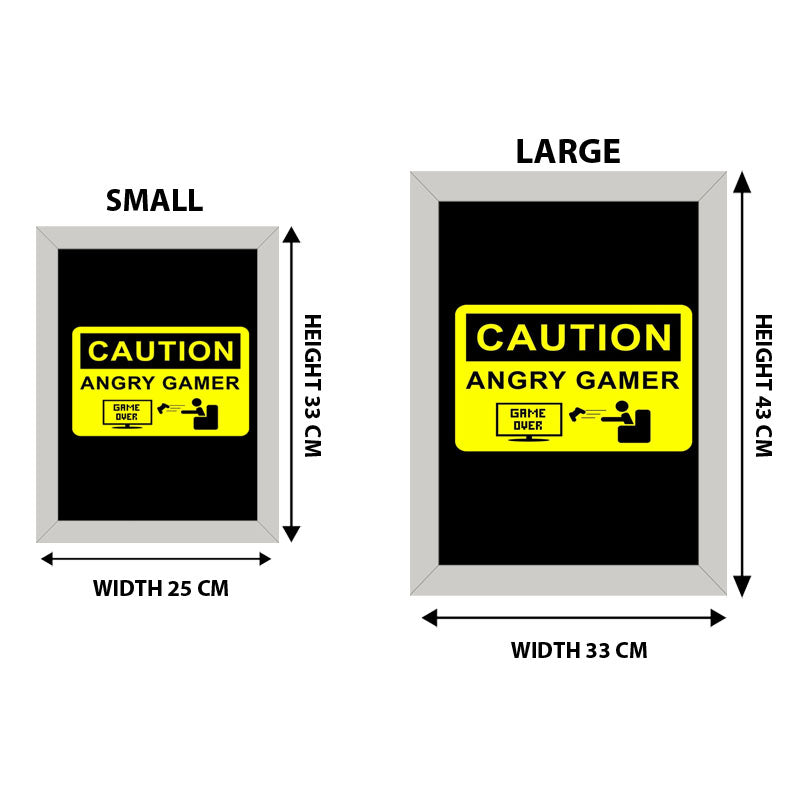 Caution: Angry Gamer” Yellow and Black Gaming Quote Frame