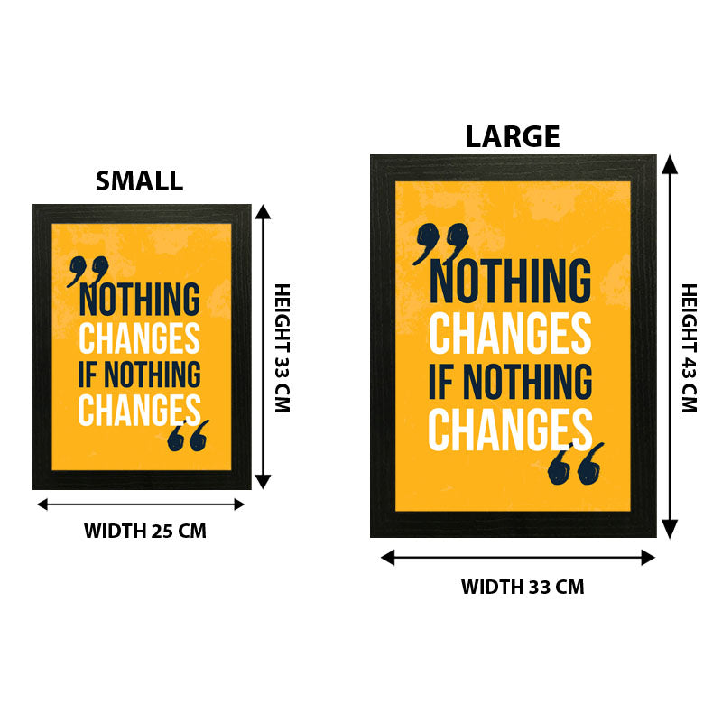 “Nothing Changes if Nothing Changes” Bold Yellow Quote Frame