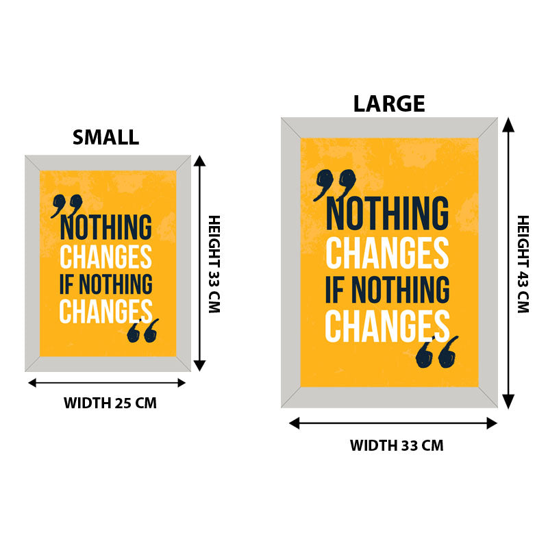 “Nothing Changes if Nothing Changes” Bold Yellow Quote Frame